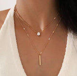 Elegant 3-Layer Gold Necklace with CZ Heart, Star & Teardrop Charms