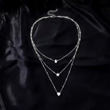 Elegant 3-Layer Gold Necklace with CZ Heart, Star & Teardrop Charms